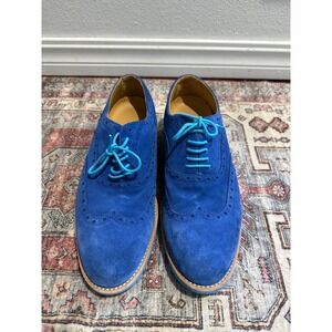 BOLD By Soxy‎ Men Blue Suede Wingtip Dress Shoes Men's 12 / EU 45